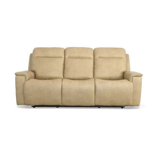 Flexsteel Odell 88'' Genuine Leather Pillow Top Arm Reclining Sofa